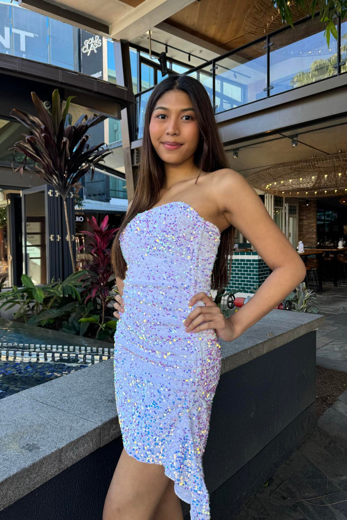 Nessa Mini Dress - White Sequin - Runway Goddess