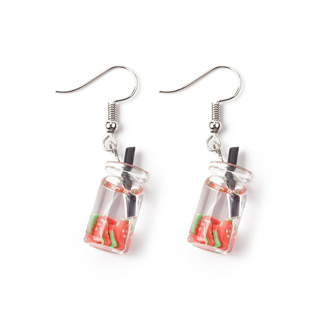 New Fun Pearl Milk Tea Cups & Jars Drop Earrings