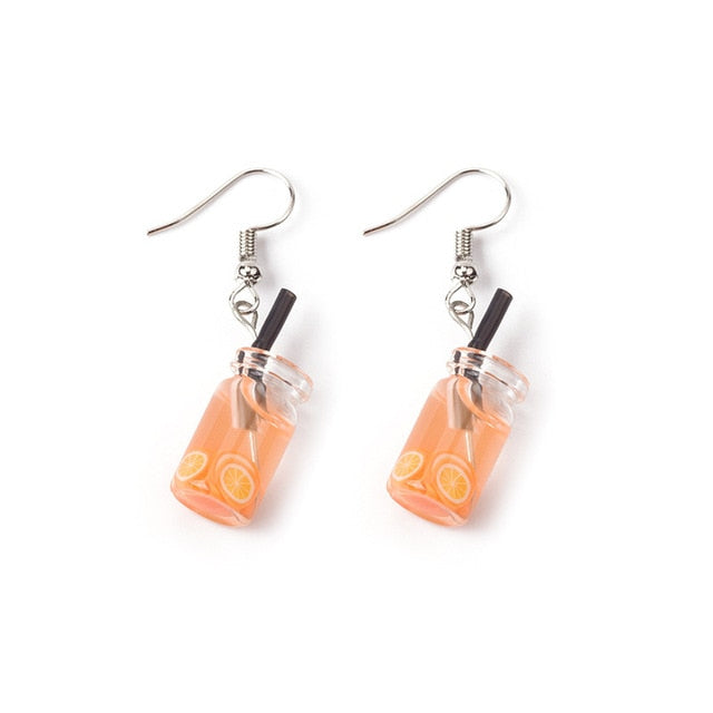New Fun Pearl Milk Tea Cups & Jars Drop Earrings