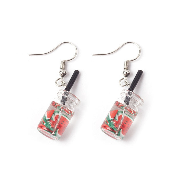 New Fun Pearl Milk Tea Cups & Jars Drop Earrings