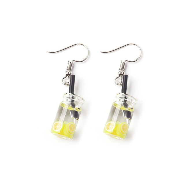 New Fun Pearl Milk Tea Cups & Jars Drop Earrings