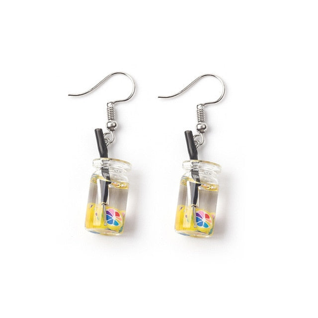 New Fun Pearl Milk Tea Cups & Jars Drop Earrings