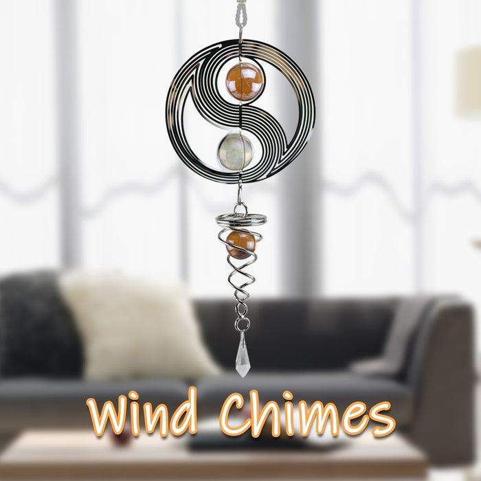 NEW Indoor/Outdoor Yinyang Wind Chime With Crystal Balls Pendant Feature