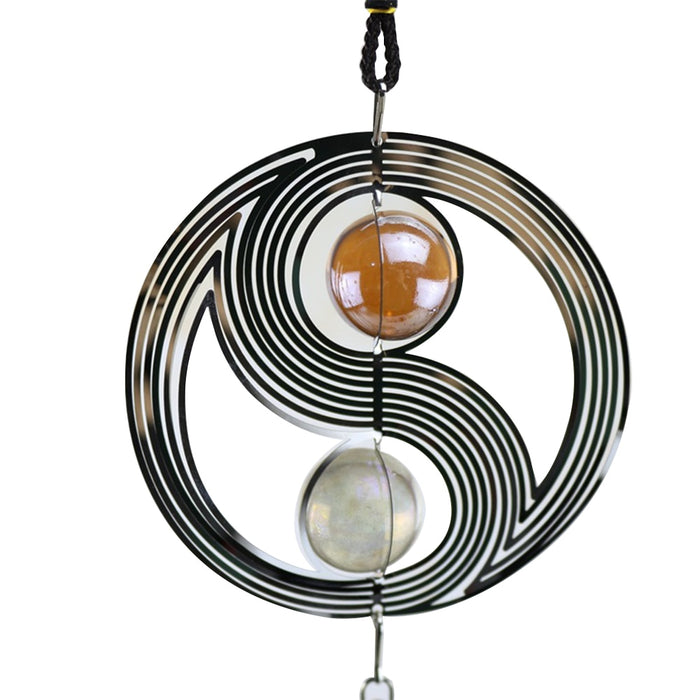 NEW Indoor/Outdoor Yinyang Wind Chime With Crystal Balls Pendant Feature