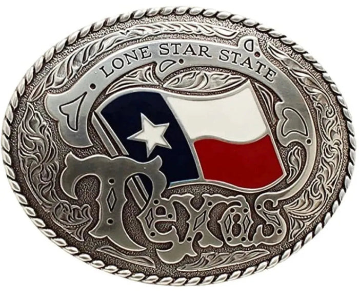 Nocona Lone Star Texas Flag Oval - Belt Buckle - Hatcountry