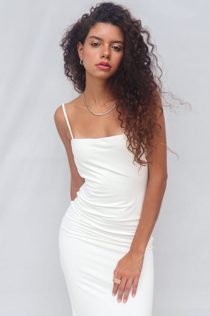 Nylah Midi Dress - White - Runway Goddess