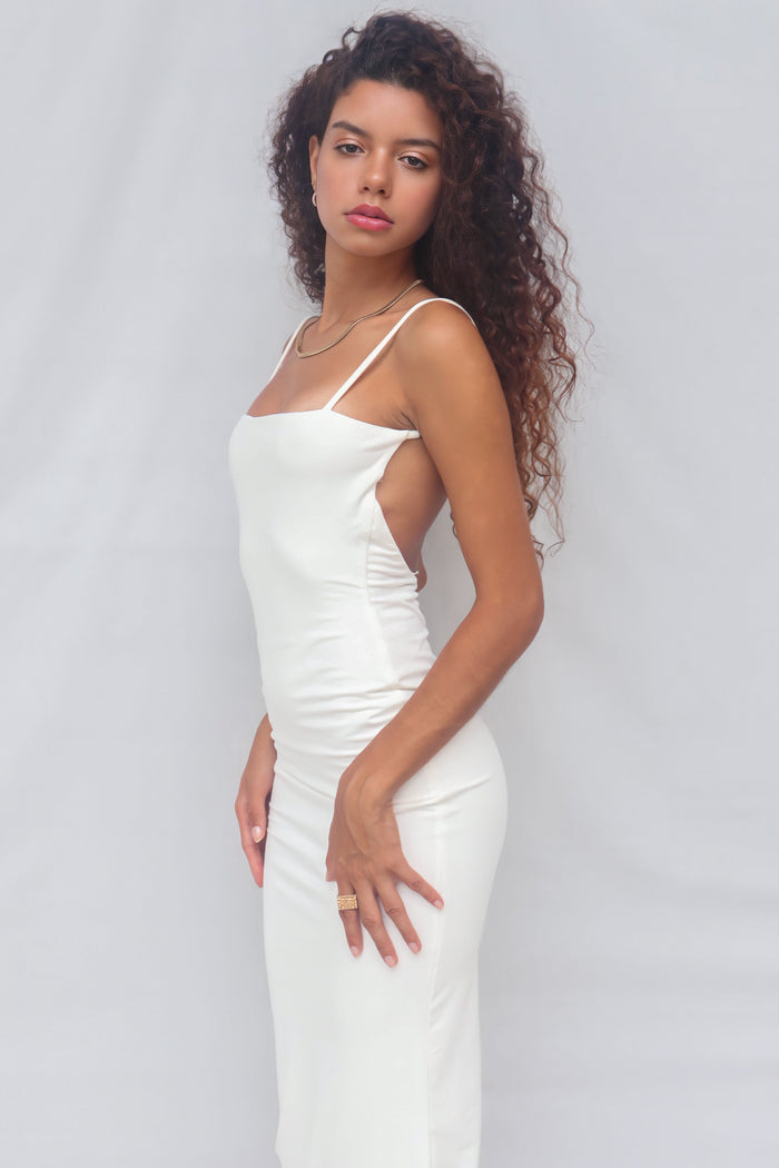 Nylah Midi Dress - White - Runway Goddess