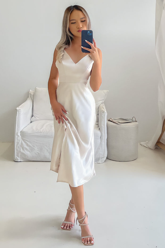 Odette Midi Dress - Champagne - Runway Goddess