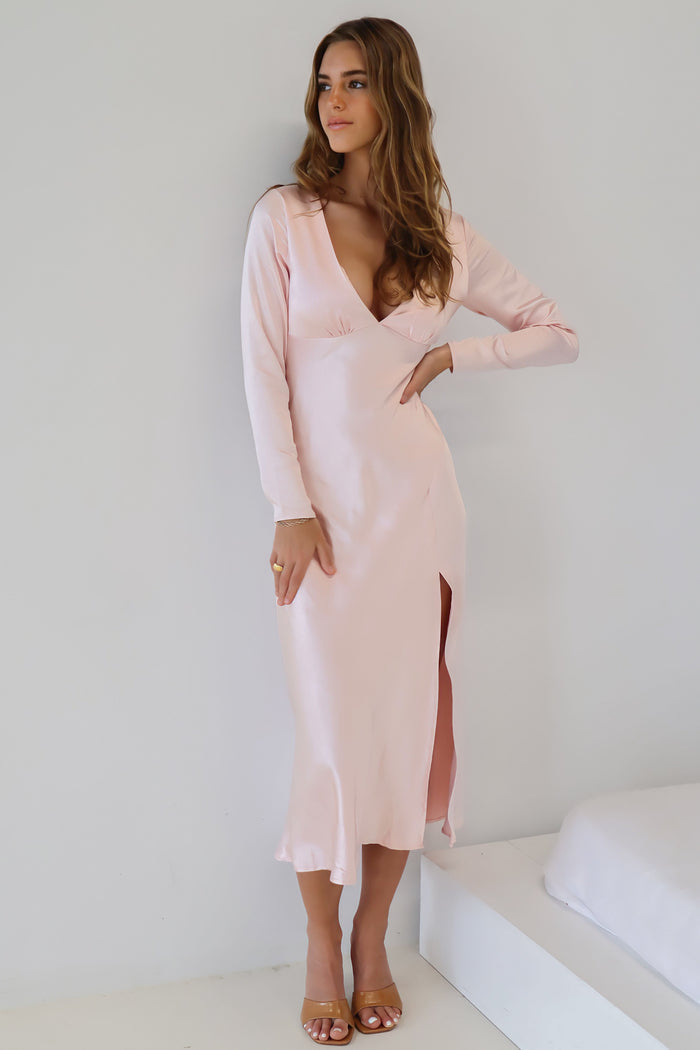 Opella Midi Dress - Blush Pink - Runway Goddess