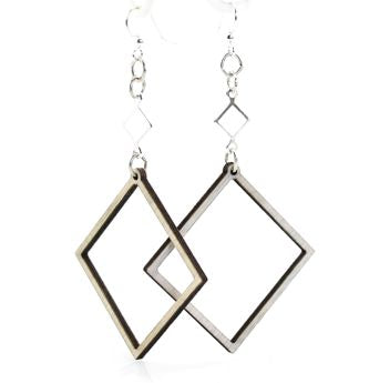 Open square frame earrings, eco-friendly laser-cut jewelry made in USA