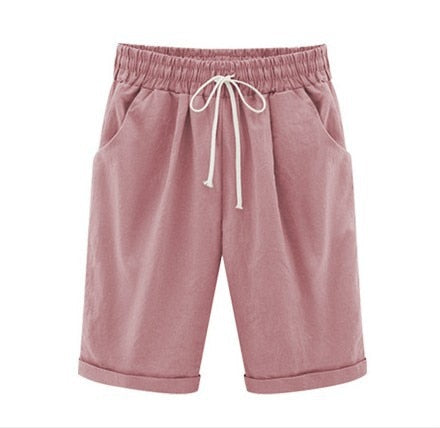 Oversized Womens Summer Cotton Linen Casual Shorts
