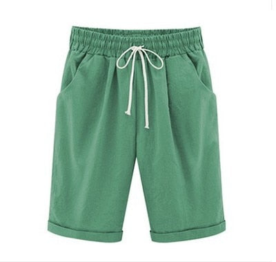 Oversized Womens Summer Cotton Linen Casual Shorts