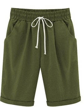 Oversized Womens Summer Cotton Linen Casual Shorts