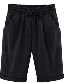 Oversized Womens Summer Cotton Linen Casual Shorts