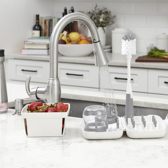 Oxo Tot On-the-Go Drying Rack & Bottle Brush - Grey