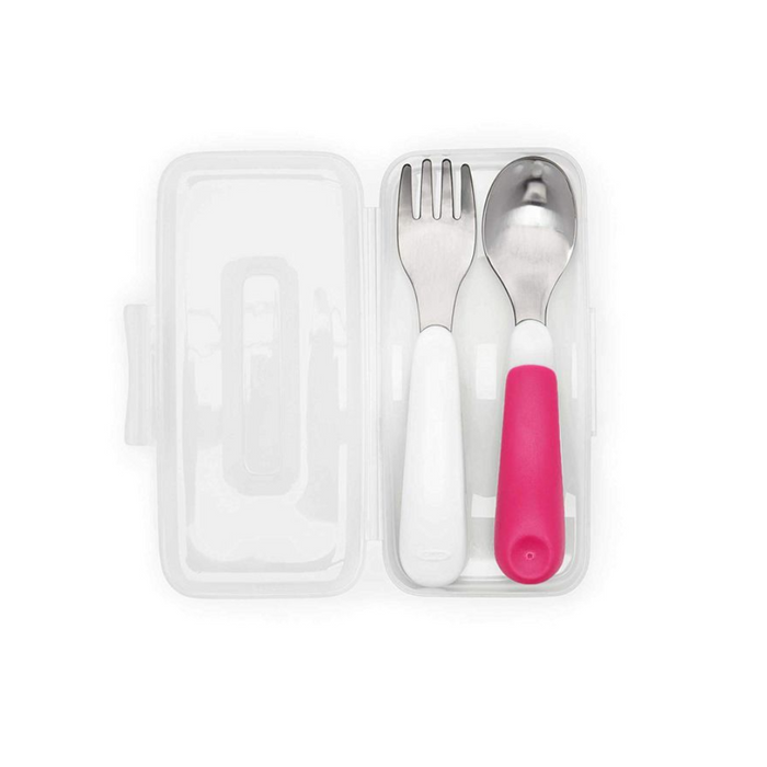 OXO TOT On-The-Go Fork And Spoon Set - Pink