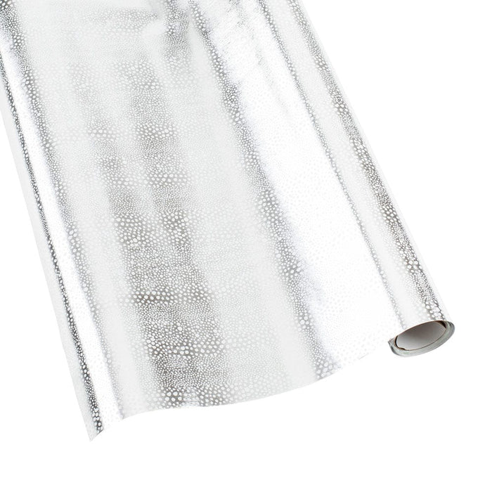 Pebble Foil Metallic Gift Wrapping Paper in Silver & White