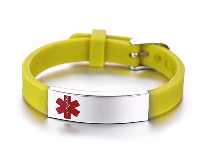 Personalized Assorted Coloured Medical Alert ID Bracelets for Kids and Adults
