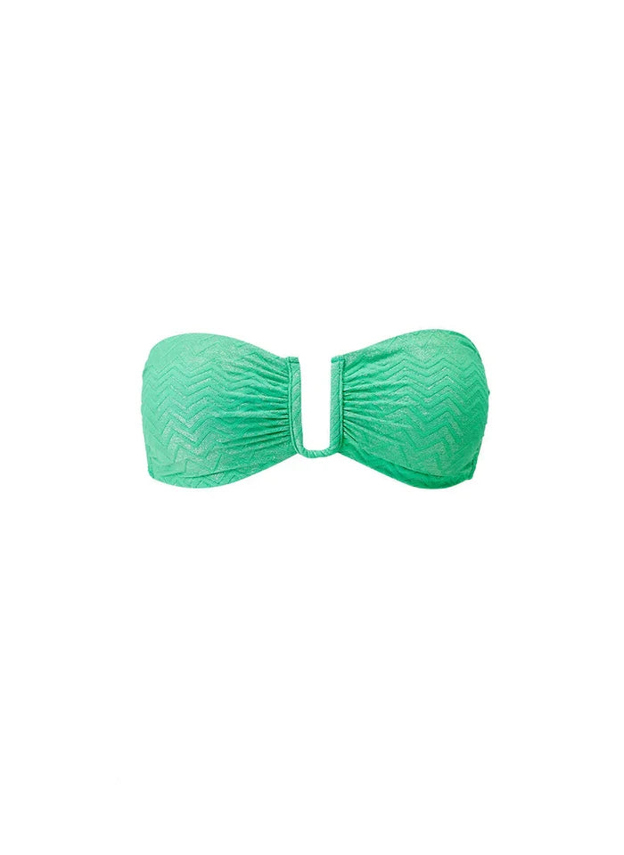 Swimwear Melissa Odabash Prague Bandeau Bikini Top Green Zigzag Apoella