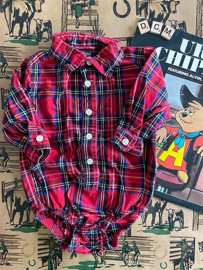 Pre-Loved Oshkosh Red Plaid Bodysuit *12 Months - Deer Creek Mercantile