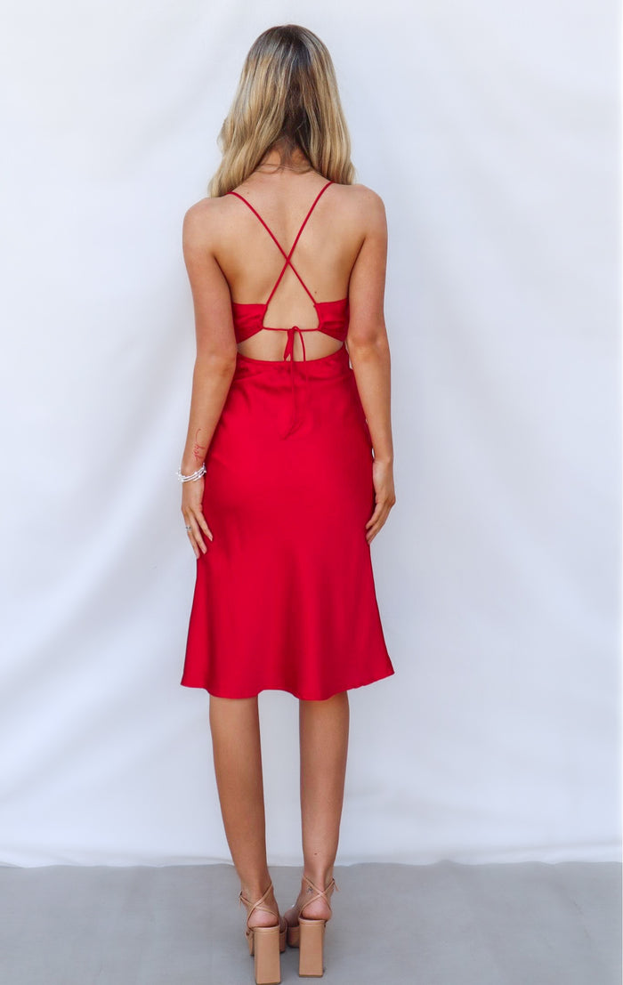 Presley Midi Dress - Red - Runway Goddess