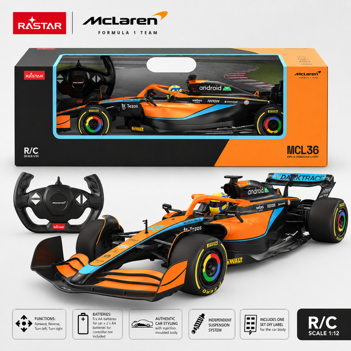 Rastar Licensed 1:12 F1 McLaren Artura Team Remote Control Car