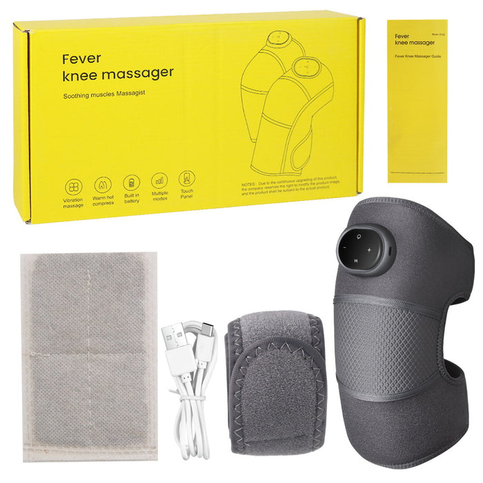 Rechargeable Heated Knee Massager Brace with Vibration & Adjustable Straps(Grey)