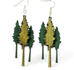 Redwood tree wood earrings — coast redwood in laser-cut wood, made in USA