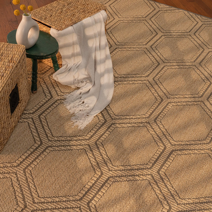 Reed Sand Black Machine Woven Rug Rectangle image