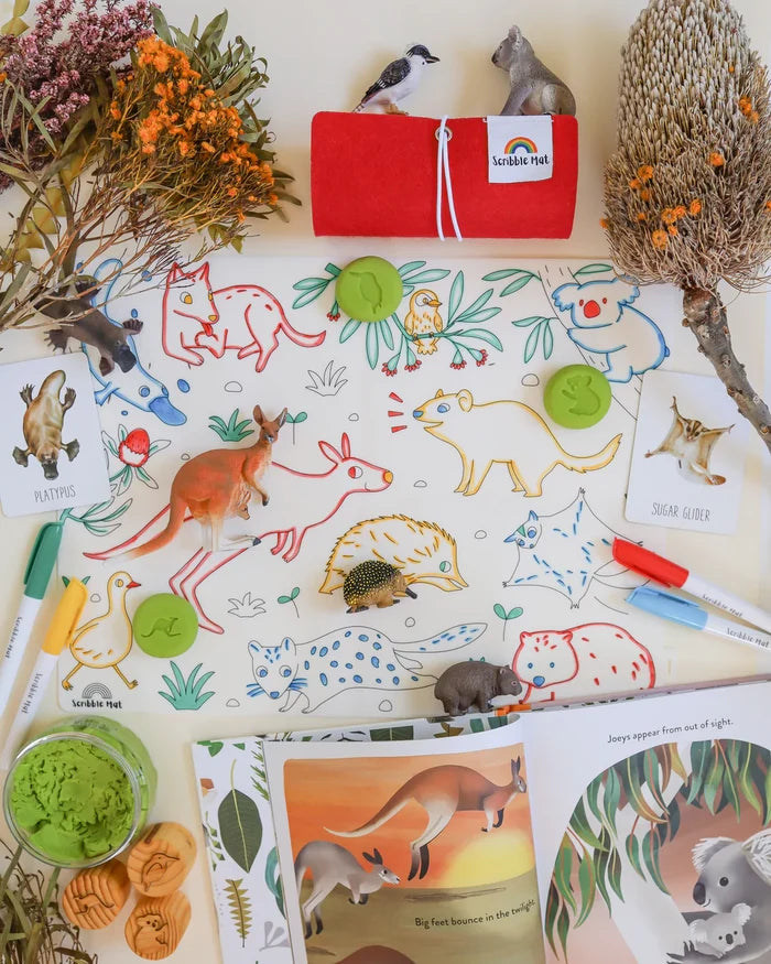 Reusable Scribble Mat Set | Baby Australian Animals