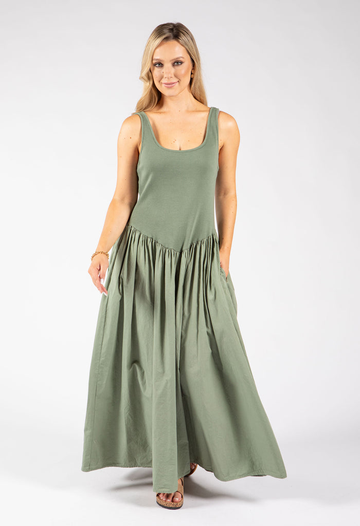 Ribbed Bodice Maxi Dress