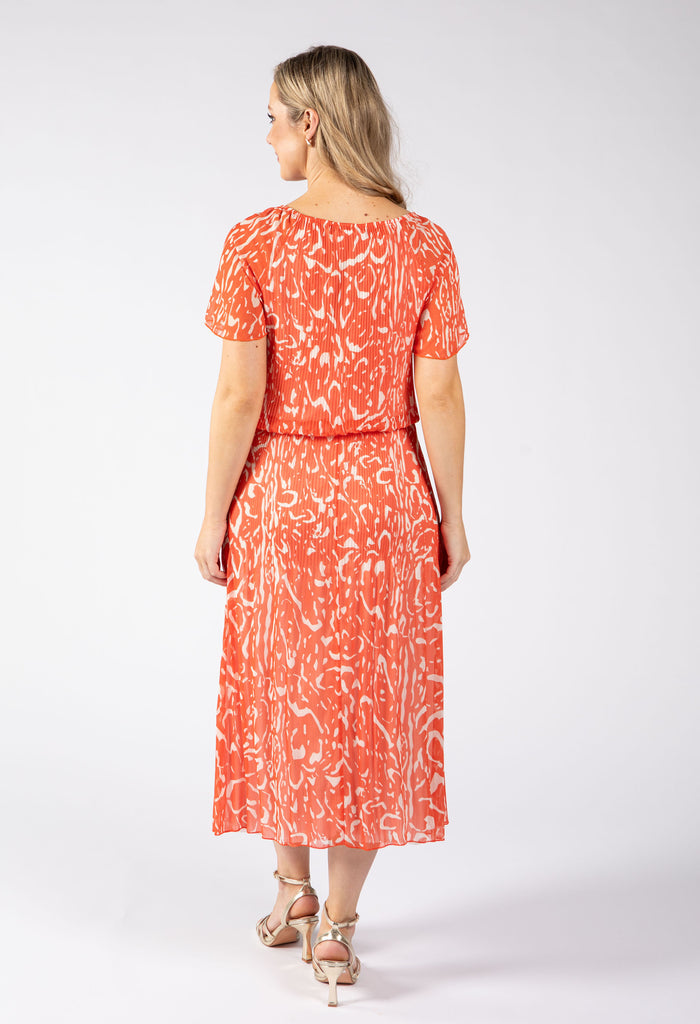 Rofari Plisse Pleated Midi Dress