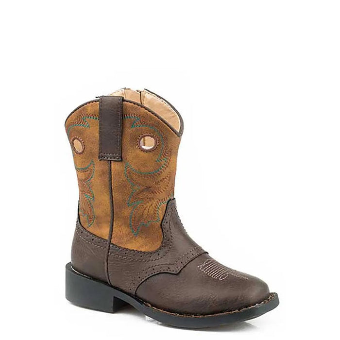 Roper Daniel (Tan/Dark Brown) - Toddler Cowboy Boots - Hatcountry