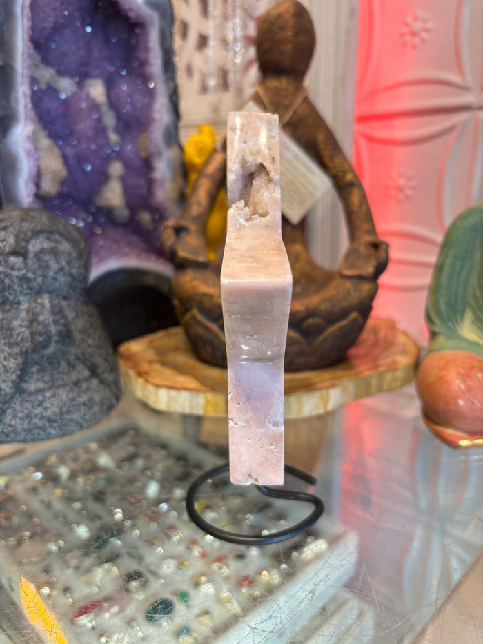 Rose Amethyst Star on Metal Stand