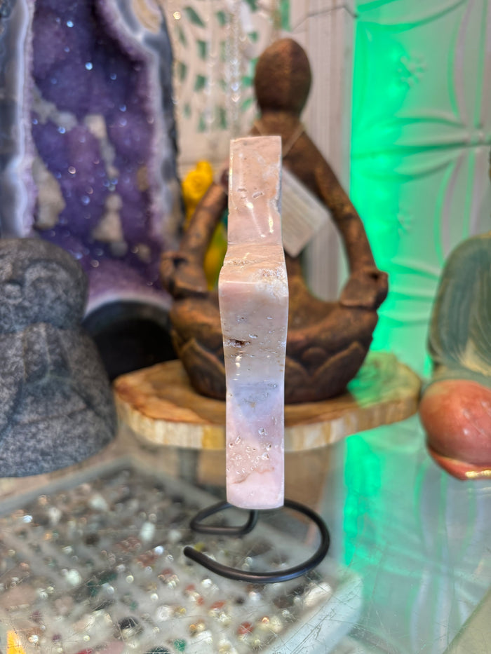 Rose Amethyst Star on Metal Stand