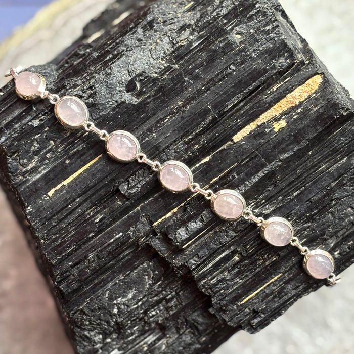 Rose Quartz Sterling Silver Bracelet