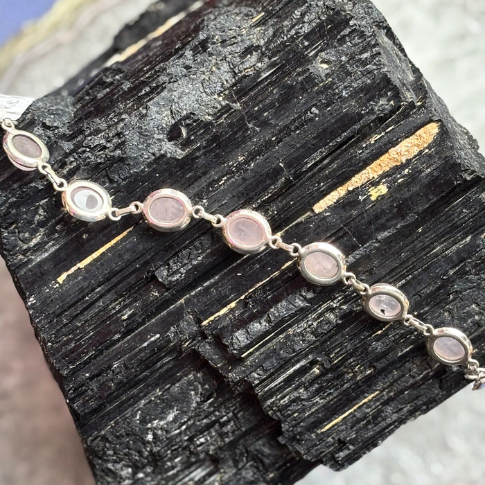 Rose Quartz Sterling Silver Bracelet