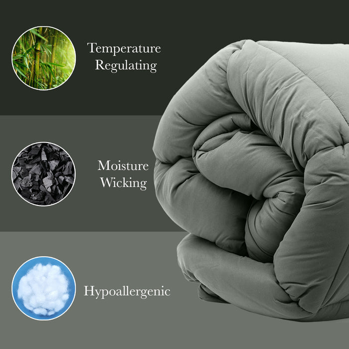 Royal Comfort 350GSM Bamboo Quilt Luxury Bedding Duvet All Seasons - KING SIZE - Charcoal