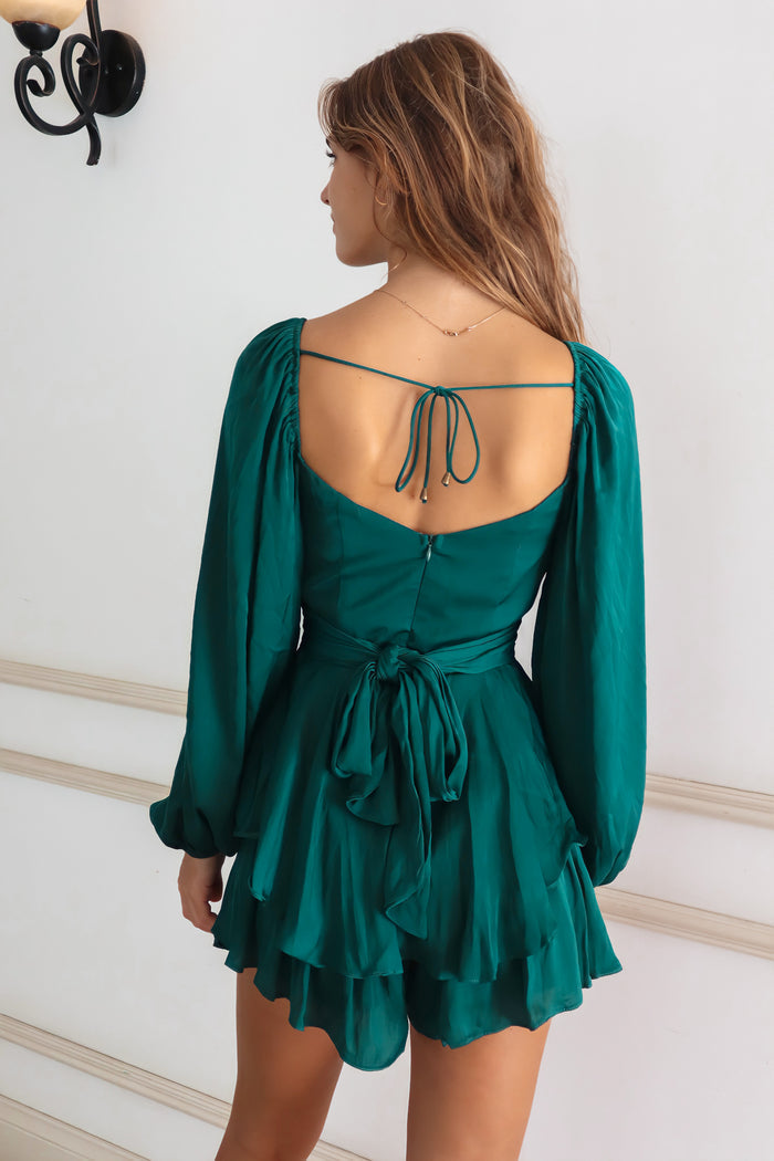 Sarah Playsuit - Emerald Green - Runway Goddess