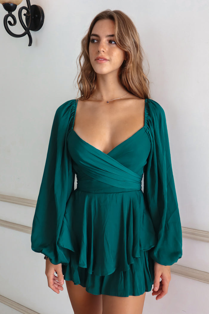 Sarah Playsuit - Emerald Green - Runway Goddess