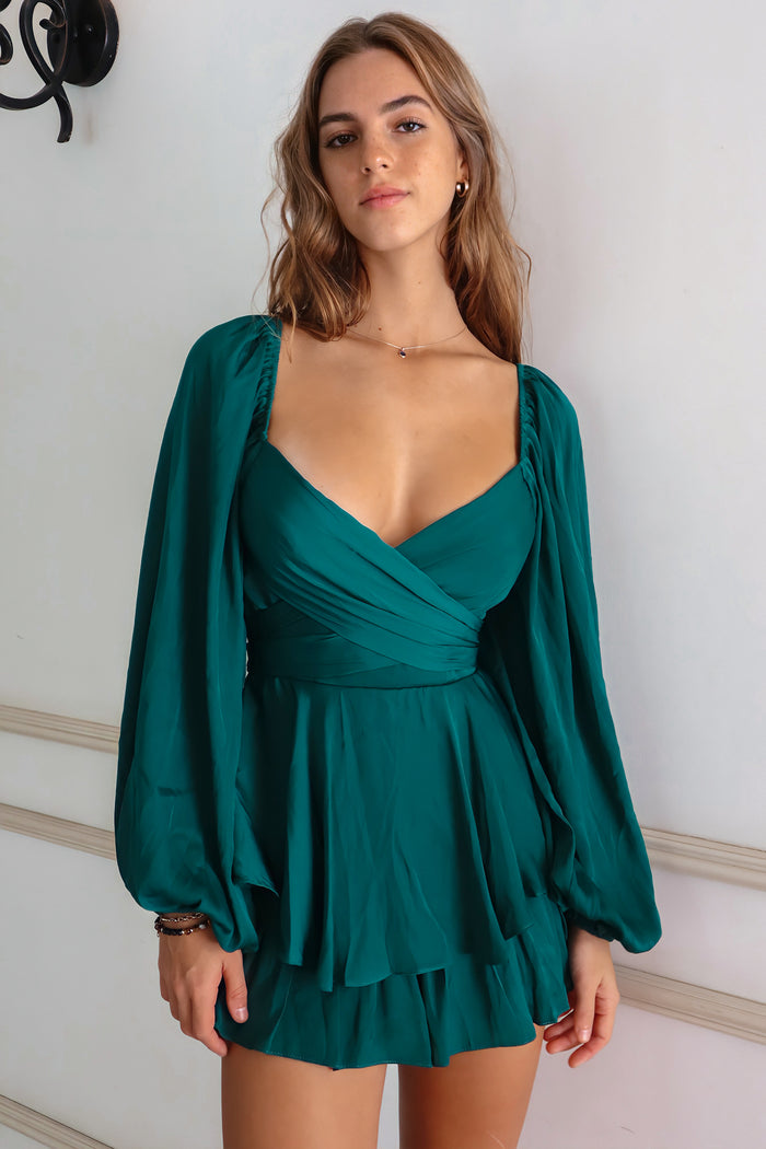 Sarah Playsuit - Emerald Green - Runway Goddess