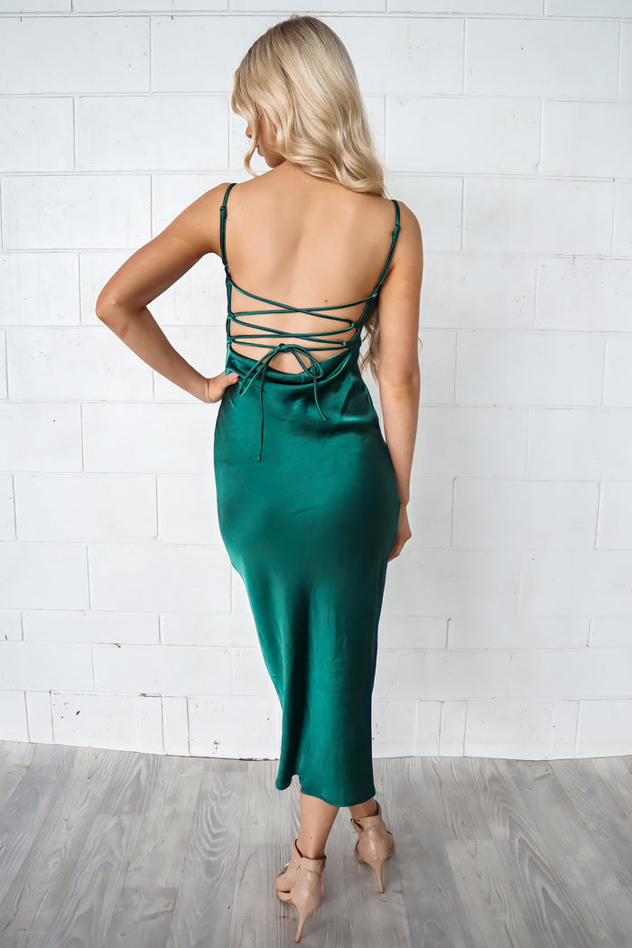 Saskia Midi Dress - Green - Runway Goddess