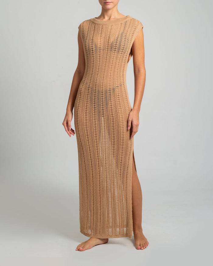 Dresses Stefania Frangista Sekoya Knit Long Dress Beige Apoella
