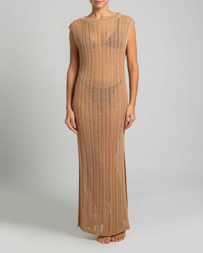 Dresses Stefania Frangista Sekoya Knit Long Dress Beige Apoella