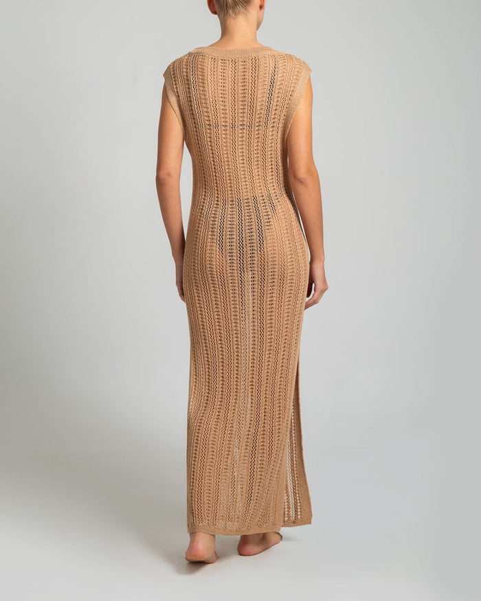 Dresses Stefania Frangista Sekoya Knit Long Dress Beige Apoella