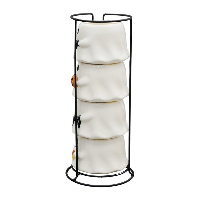 Tazas fantasma blancas de stoneware Halloween detalle