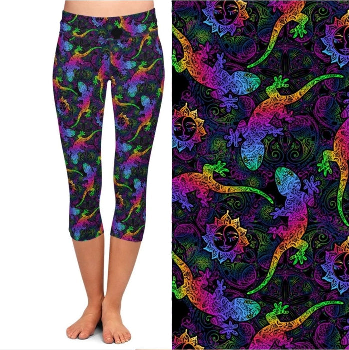 Sexy Workout Colourful Soft Lizard Print Capri Leggings