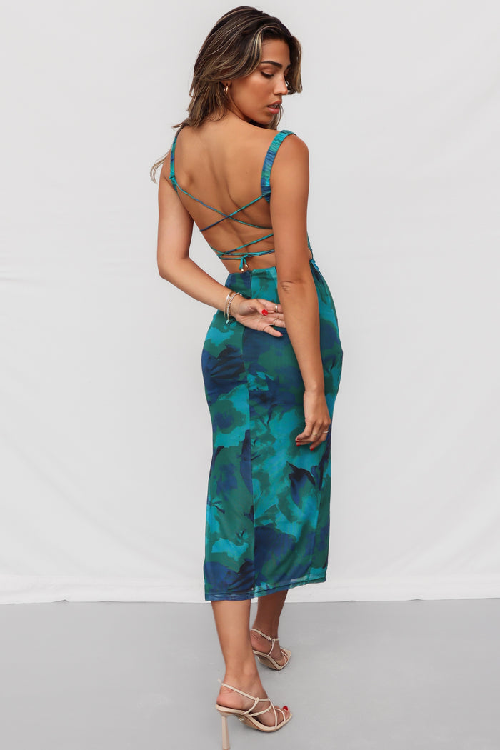 Shania Midi Dress - Green Multi - Runway Goddess