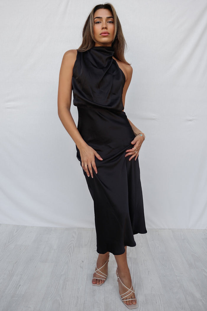 Sherie Midi Dress - Black - Runway Goddess
