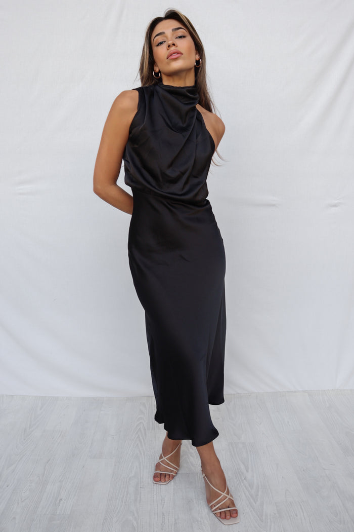 Sherie Midi Dress - Black - Runway Goddess